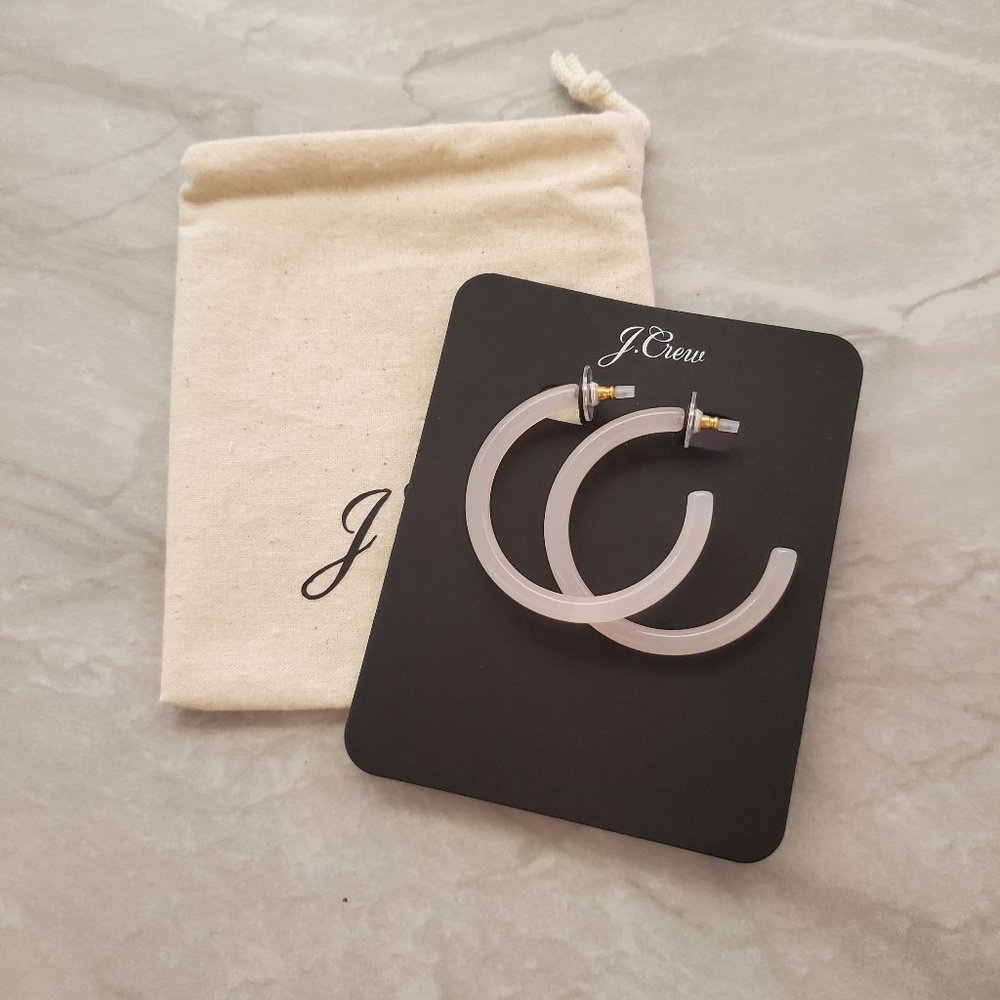 NEW J.Crew Hoop Dangle Drop Lucite Earrings With Dust Bag